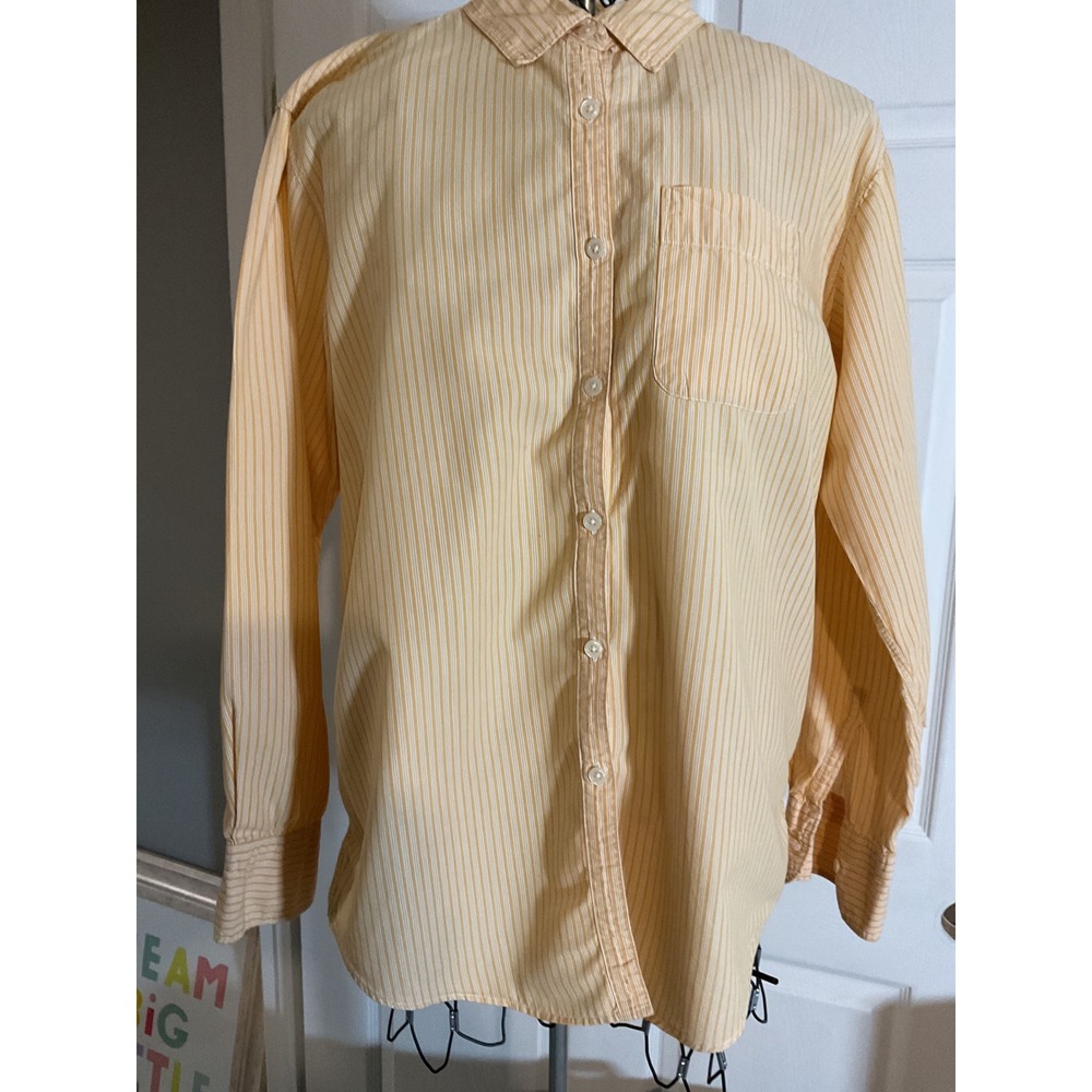 Abercrombie & Fitch Mens Medium Orange White Striped Cotton Button Down‎ Shirt